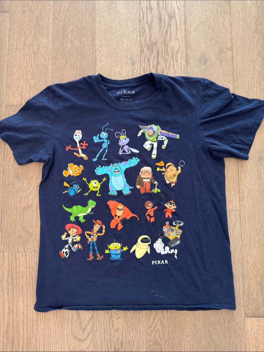Seven‎ Times Six Disney Pixar Graphic Print Short Sleeve Navy Medium T Shirt
